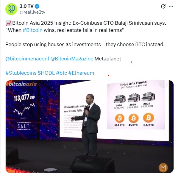 Balaji: Bitcoin’s Rise May Deflate Real Estate in Real Terms