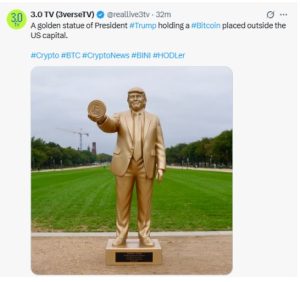 golden statue of President Trump