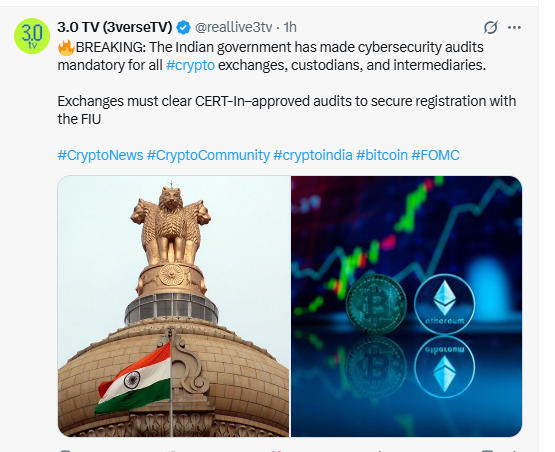 Indian Government Mandates Cybersecurity Audits for All Crypto Exchange