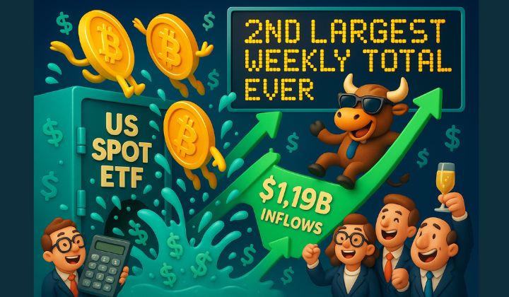 US Spot BTC ETFs Saw $1.19 Billion Inflows - The 2nd Largest Weekly Total Ever