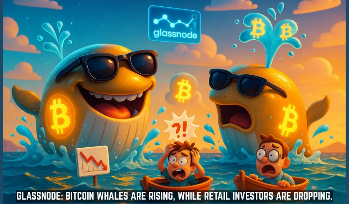 Glassnode: Bitcoin whales are rising, while retail investors are dropping.