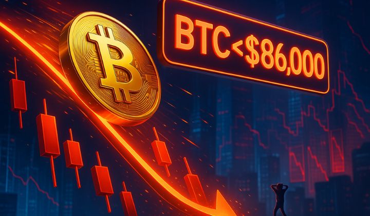 Bitcoin falls under $86,000