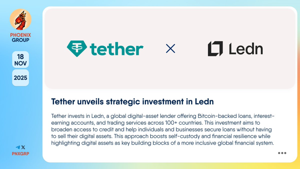 Tether Invests in Ledn as BTC-Backed Loan Demand Surges Past $2.8 Billion