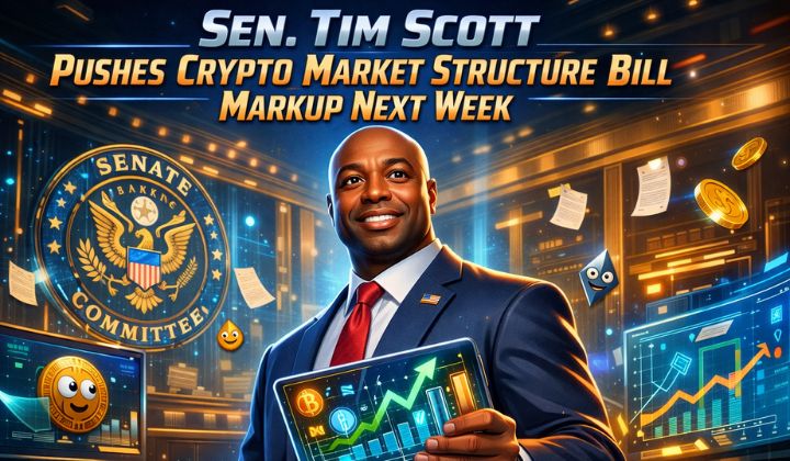 Sen. Tim Scott Pushes Crypto Market Structure Bill Markup Next Week