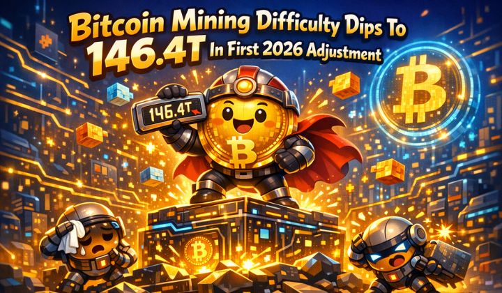 Bitcoin Mining Difficulty Dips to 146.4T in First 2026 Adjustment