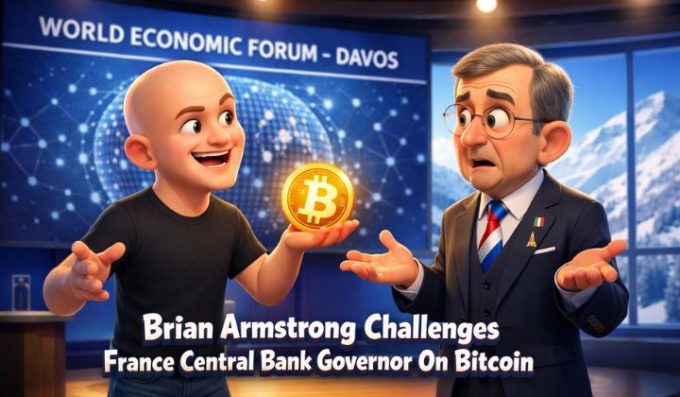 Brian Armstrong Challenges French Central Bank on Bitcoin at Davos