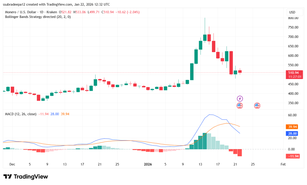 Monero Faces 44% Drop Risk as Historically Red February Nears