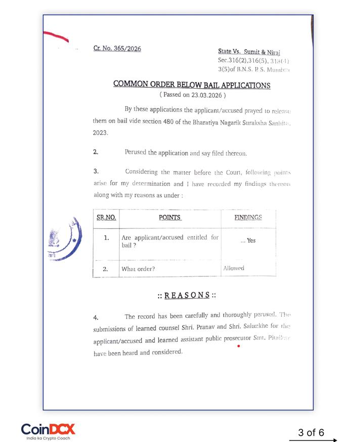 CoinDCX Founders Get Bail As Court Finds No Prima Facie Case
