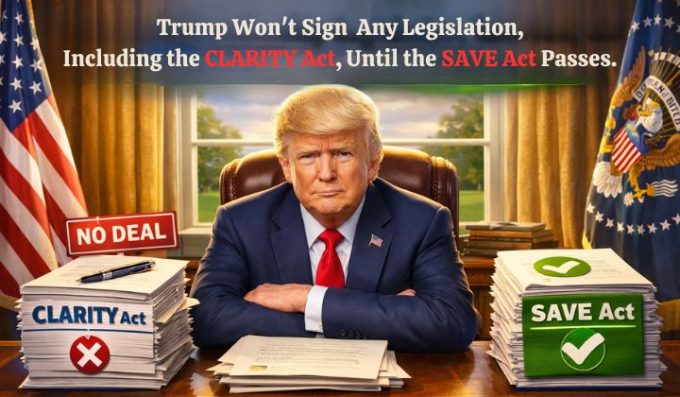 Trump Halts Congress, Crypto’s CLARITY Act Caught In Political Crossfire