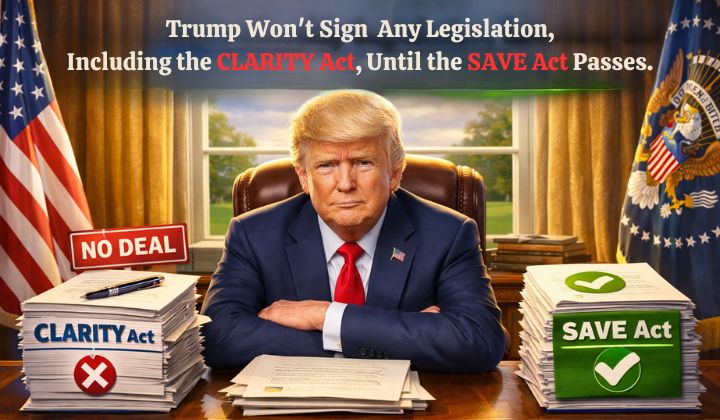 Trump Halts Congress, Crypto’s CLARITY Act Caught In Political Crossfire