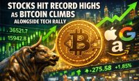 Stocks Hit Record Highs As Bitcoin Climbs Alongside Tech Rally