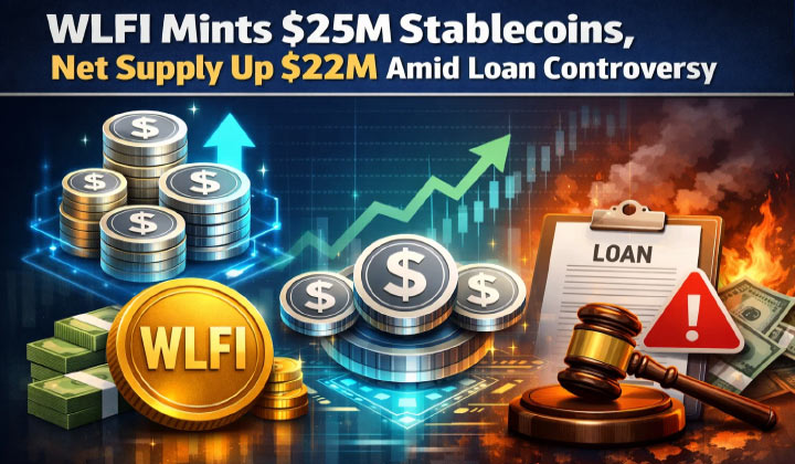 WLFI Mints $25M Stablecoins, Net Supply Up $22M Amid Loan Controversy