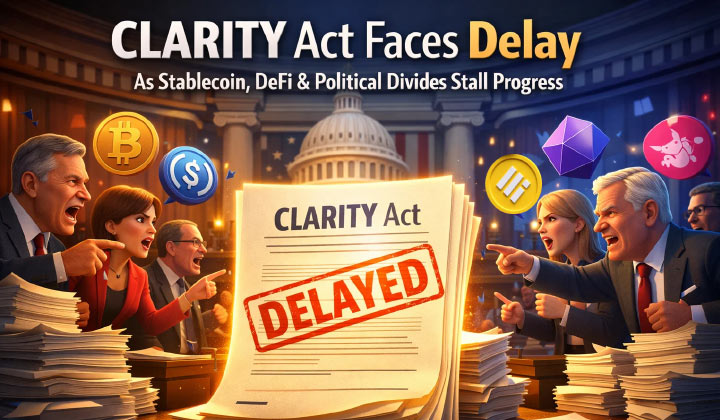 CLARITY Act Faces Delay As Stablecoin, DeFi & Political Divides Stall Progress