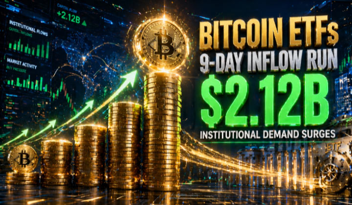 Spot Bitcoin ETFs Extend Nine-day Inflow Run To $2.12B