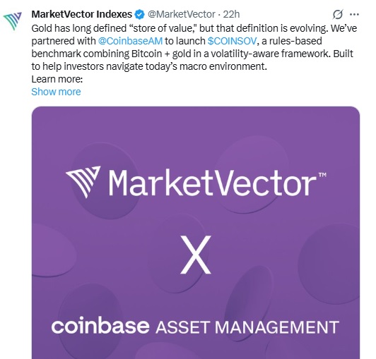 Coinbase & MarketVector Launch Bitcoin-Gold Index For Modern Investors