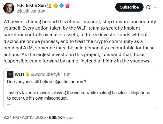 Justin Sun Slams Trump-linked WLFI, Calls It A 'Personal ATM' For Insiders