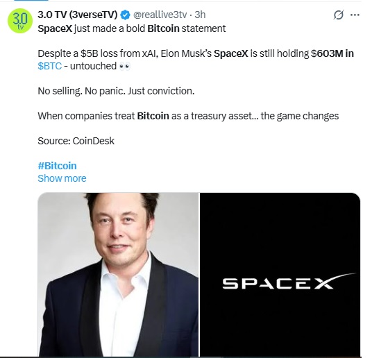 SpaceX Holds $603M In Bitcoin Despite Massive Losses