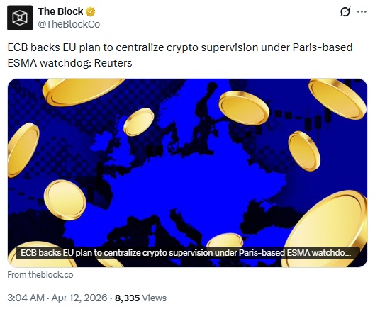 ECB Supports Centralized Crypto Oversight Across Europe