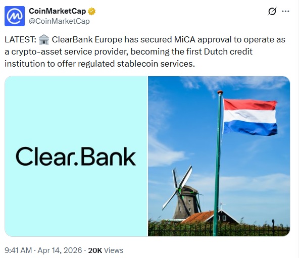 ClearBank Enters Crypto Space With MiCA Approval