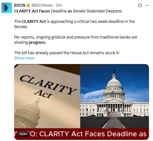 CLARITY Act Faces Delay As Stablecoin, DeFi & Political Divides Stall Progress