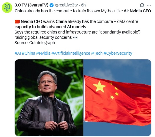 Nvidia CEO Warns China Has Capacity To Build Advanced AI Models