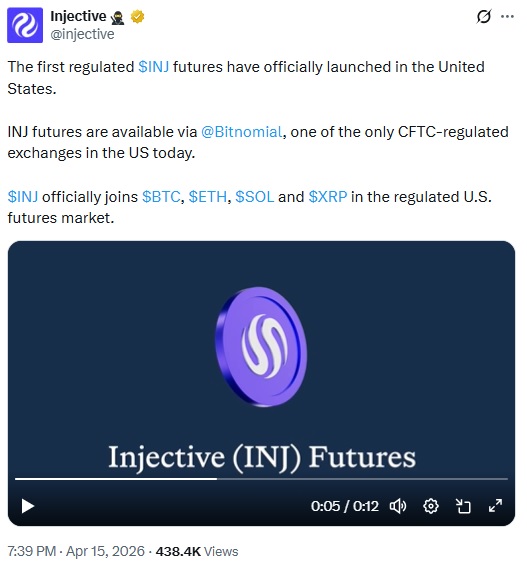 Bitnomial Brings Injective Futures To US, Opening Door For ETF Prospects