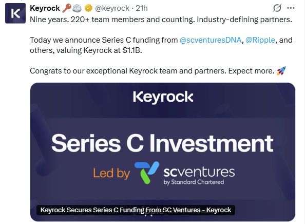 Crypto Investment Firm Keyrock Valued At $1.1B In Series C Led By SC Ventures