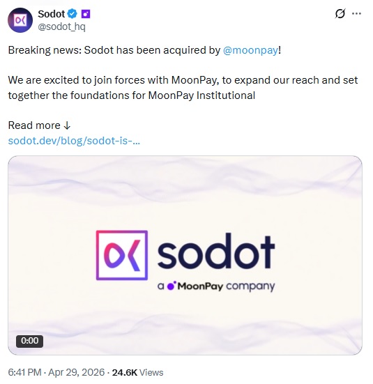 MoonPay Acquires Israeli Crypto Security Firm Sodot In $100M Stock Deal