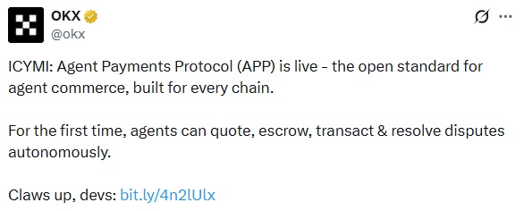 OKX Rolls Out Agent Payments Protocol For Full AI-driven Transactions