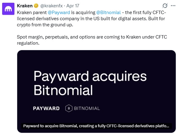 Kraken Parent Moves To Acquire Bitnomial In $20B Power Play