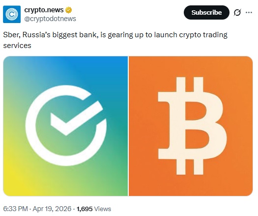 Sberbank Moves Closer To Crypto Trading Launch Amid Russia's Regulatory Shift
