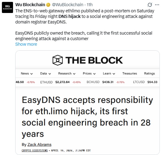 eth.limo Hijack Highlights DNS Risks Despite Strong Security Safeguards