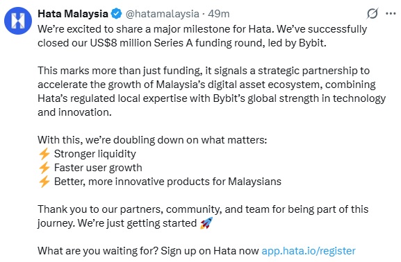 Bybit Backs Malaysia's Hata In $8M Funding Round