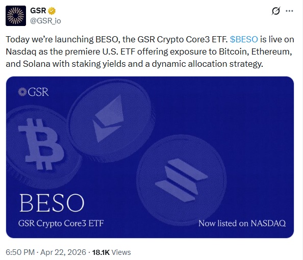 Crypto Market Maker GSR Launches Multi-crypto ETF