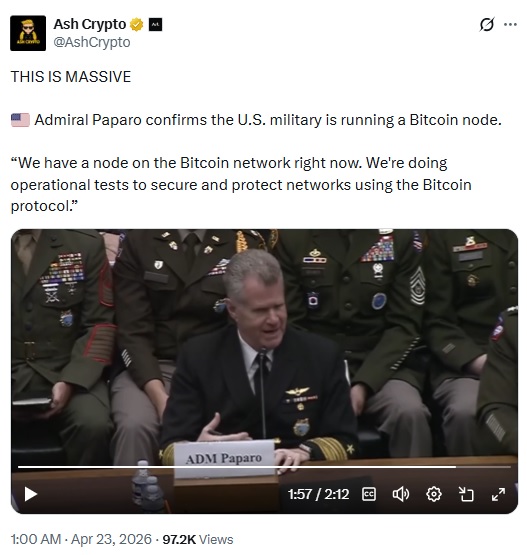 U.S. Military Experiments With Bitcoin Network For Security Use