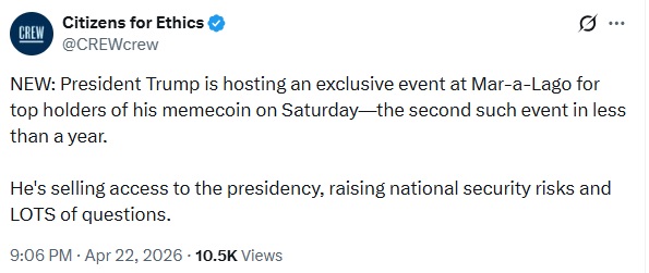 Trump Set To Address Exclusive Memecoin Gala At Mar-a-Lago