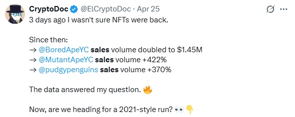 Bored Ape NFT Prices Jump 81% As Sales Drop