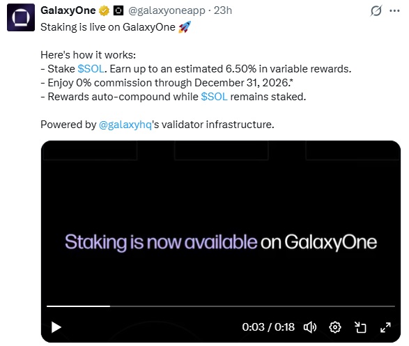Galaxy Expands Retail Push With Solana Staking Offering