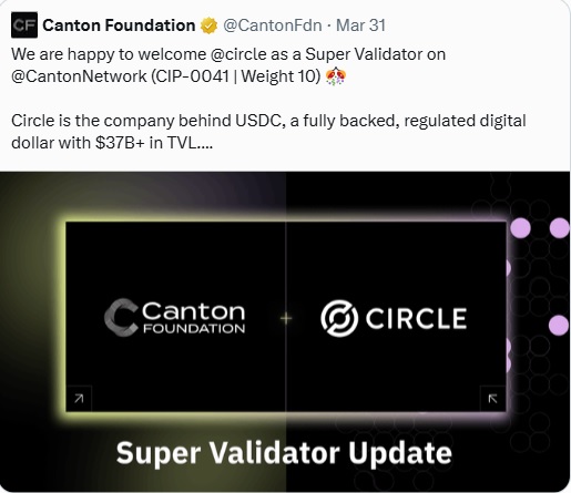 Circle Strengthens Role In Canton Network With Private USDC Settlement