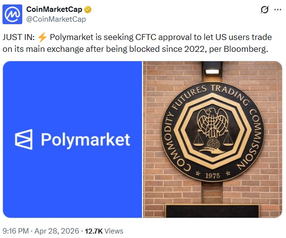 Polymarket Reportedly Seeking CFTC Approval To Reopen Main Exchange To U.S. Traders
