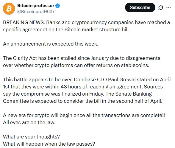 US Senate Moves Closer To Crypto Market Structure Bill