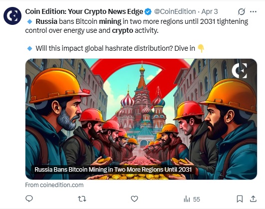 Russia Moves To Penalize Crypto Mining In Registered Data Centres