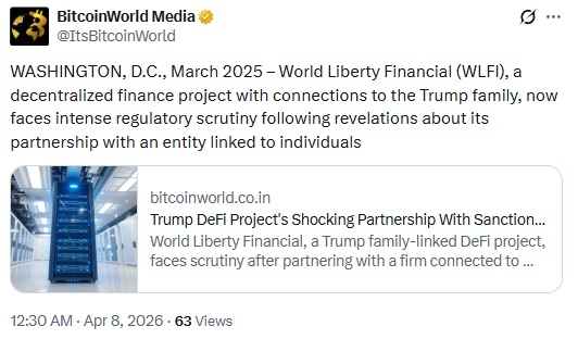 Trump-linked Crypto Venture Faces Scrutiny Over Partner Ties