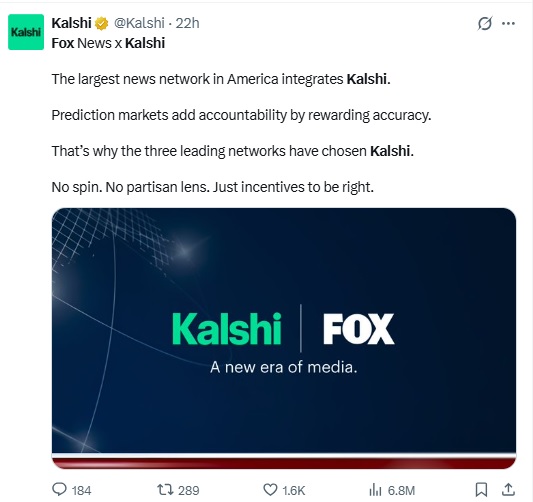 Kalshi Partners With FOX To Bring Prediction Data To News