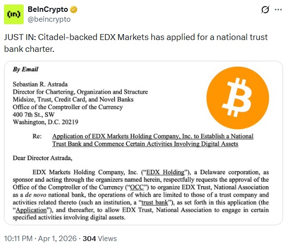 EDX Markets Seeks U.S. Trust Charter To Attract Institutions