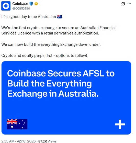 Coinbase Expands Into Stock Trading After Securing Australia License