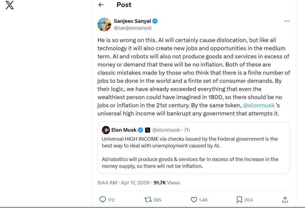 Bankrupt Any Nation! Sanyal Dismisses Elon Musk’s AI Plan