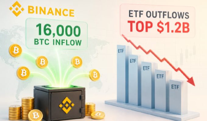 Binance Sees 16,000 BTC Inflow As ETF Outflows Top $1.2B