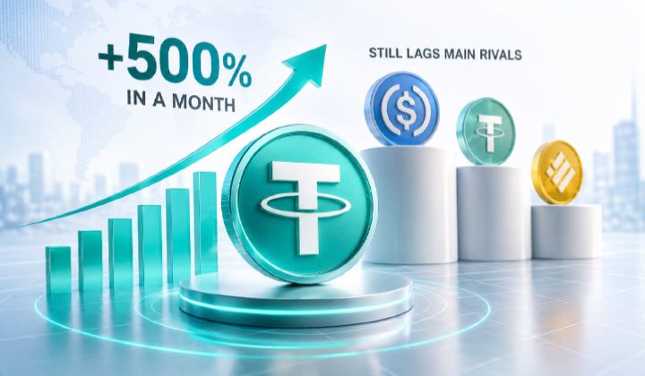 Tether's U.S.-focused Stablecoin Grows Over 500% In A Month, But Still Lags Main Rivals