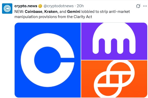Crypto Exchanges Pressed Lawmakers To Remove Risky Token Provision